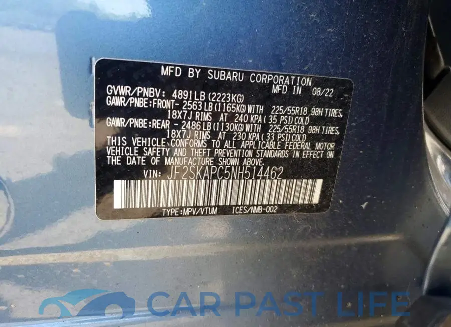 JF2SKAPC5NH514462# 12