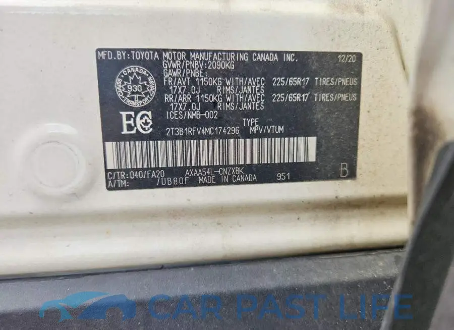 2T3B1RFV4MC174296# 12