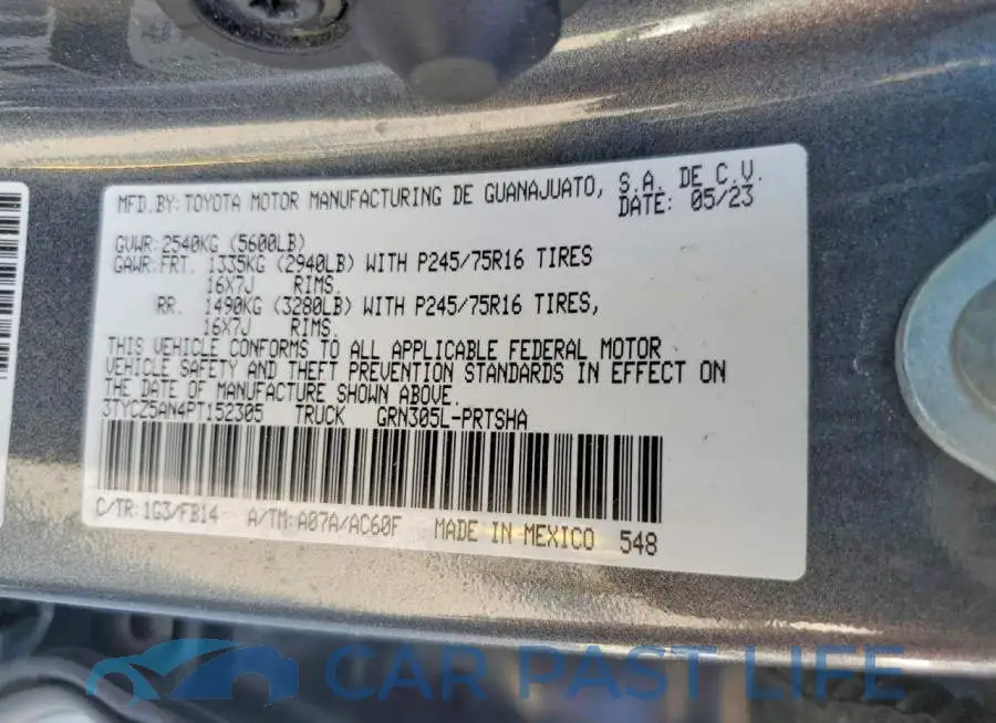 3TYCZ5AN4PT152305# 12