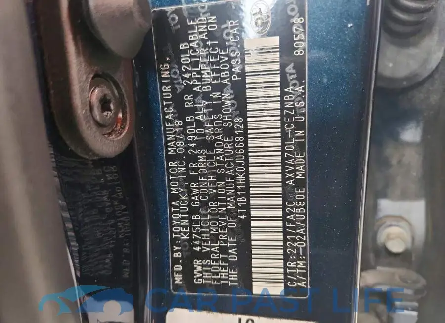 4T1B11HK0JU668128# 13