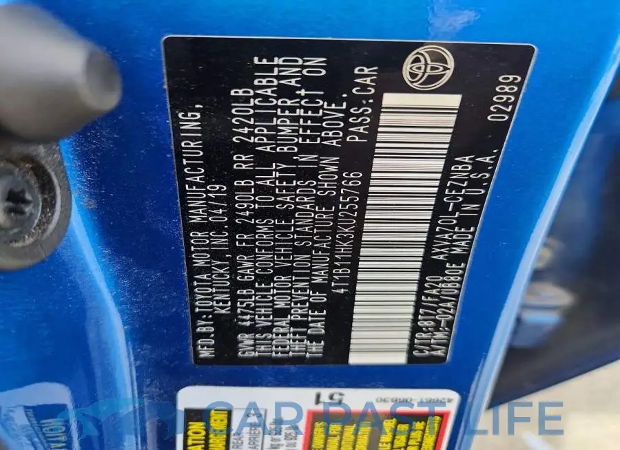4T1B11HK3KU255766# 12