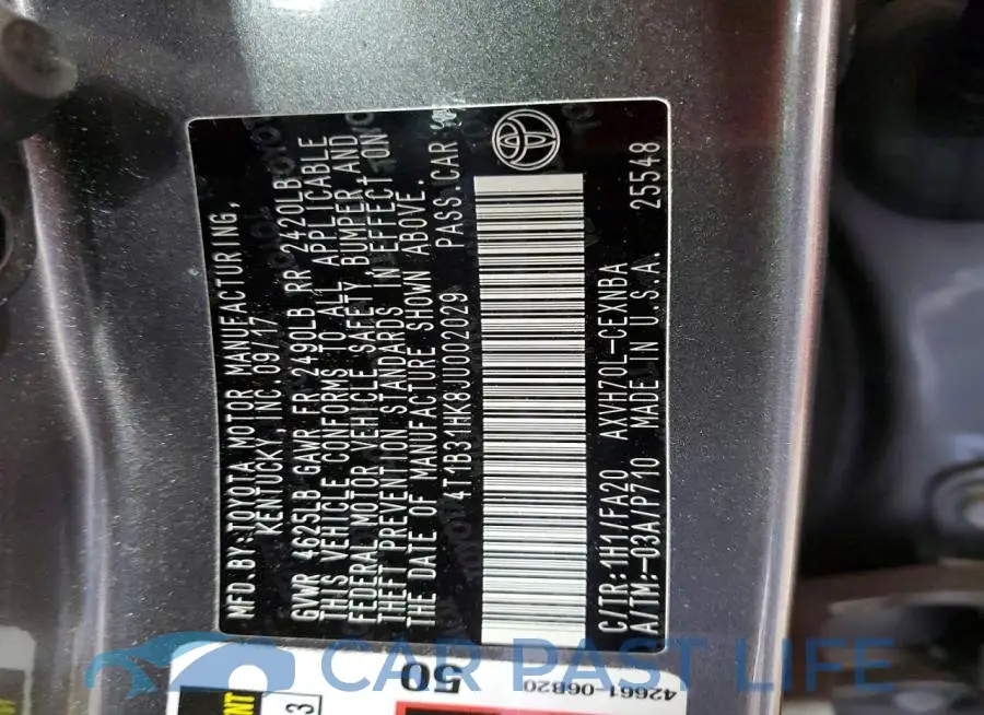 4T1B31HK8JU002029# 13