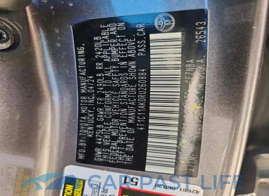 4T1C11AK0RU260884# 12