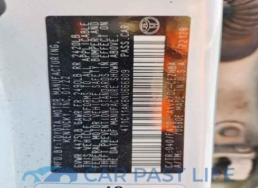 4T1C11AK8NU666809# 13