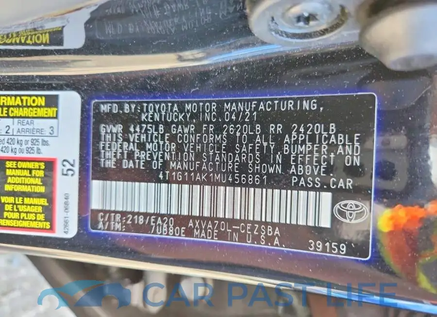 4T1G11AK1MU456861# 12