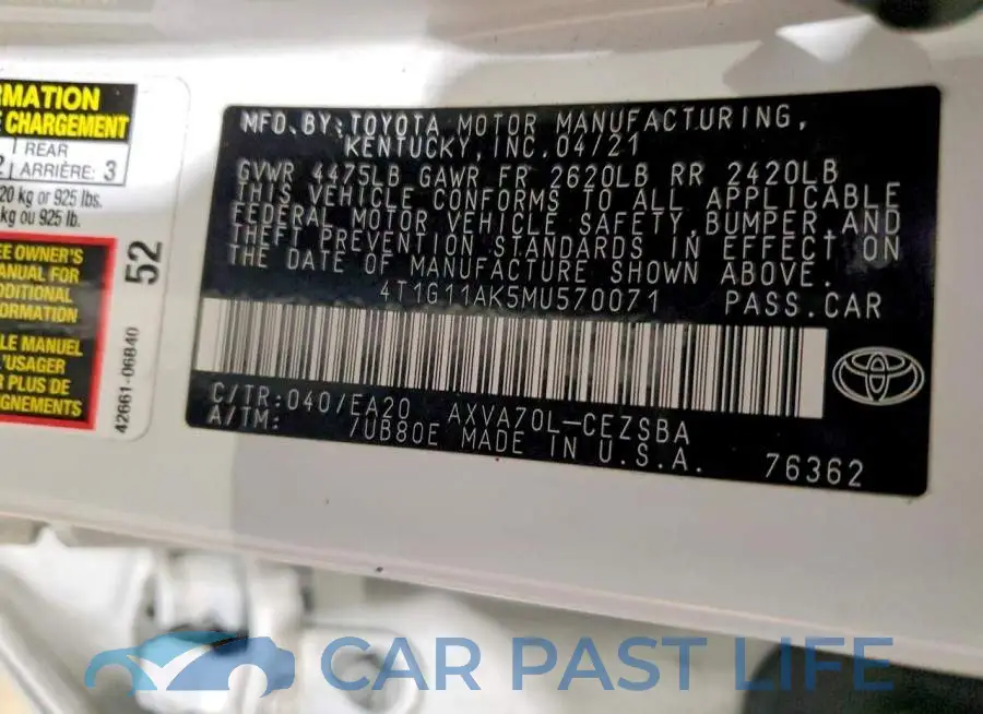 4T1G11AK5MU570071# 12