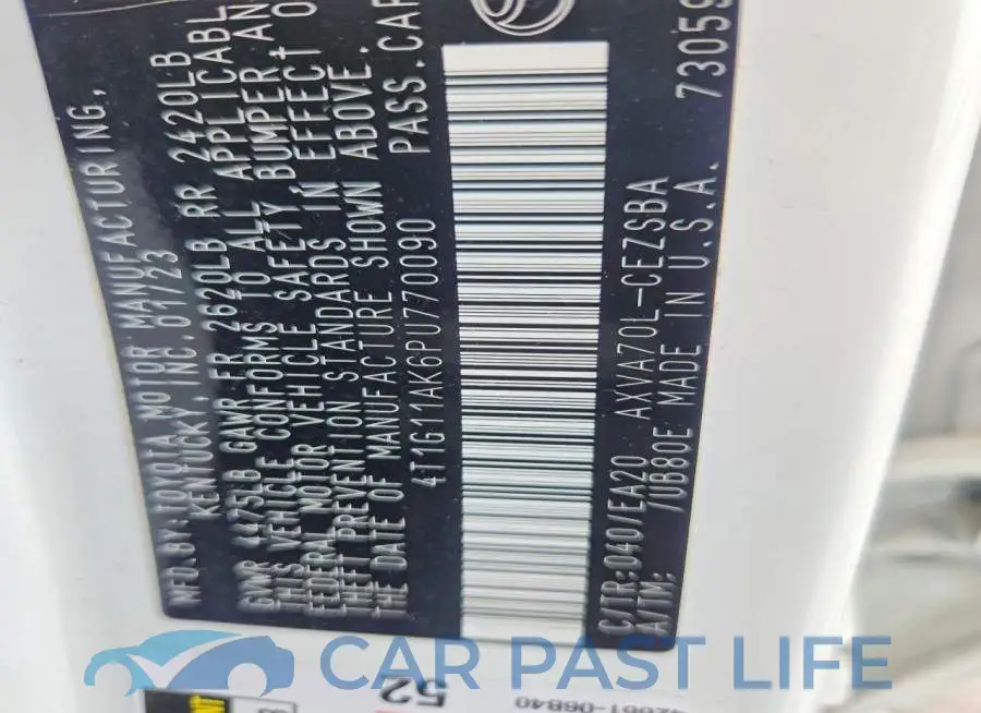 4T1G11AK6PU770090# 12