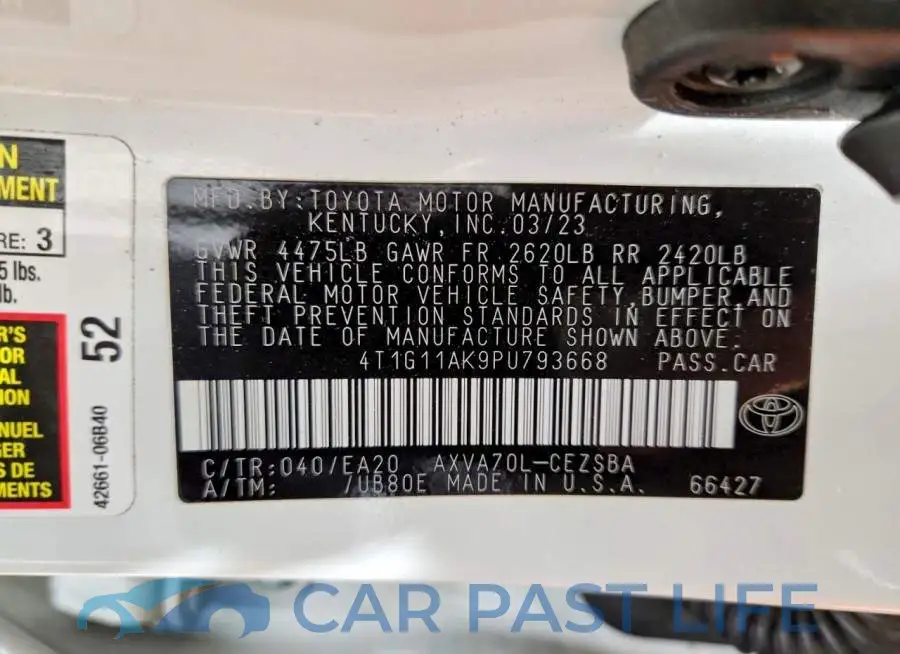 4T1G11AK9PU793668# 12