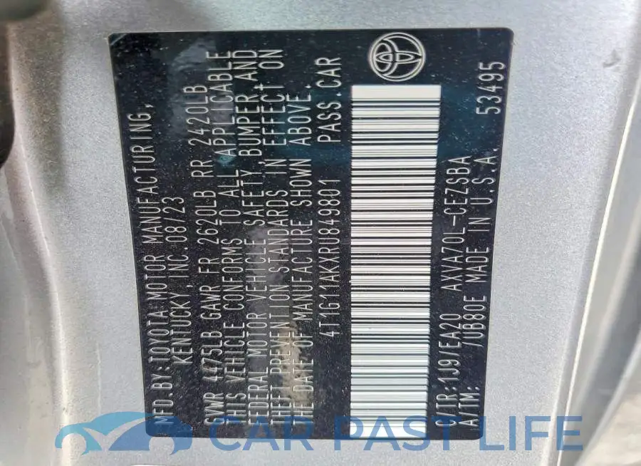 4T1G11AKXRU849801# 13