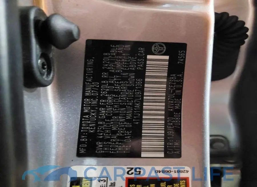 4T1J11AK7LU971366# 12