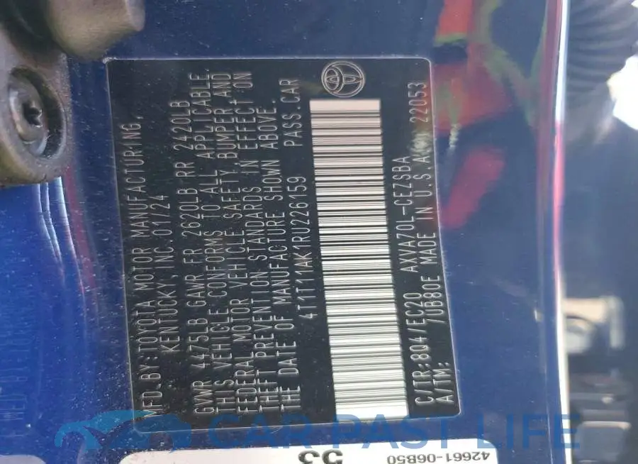 4T1T11AK1RU226159# 13