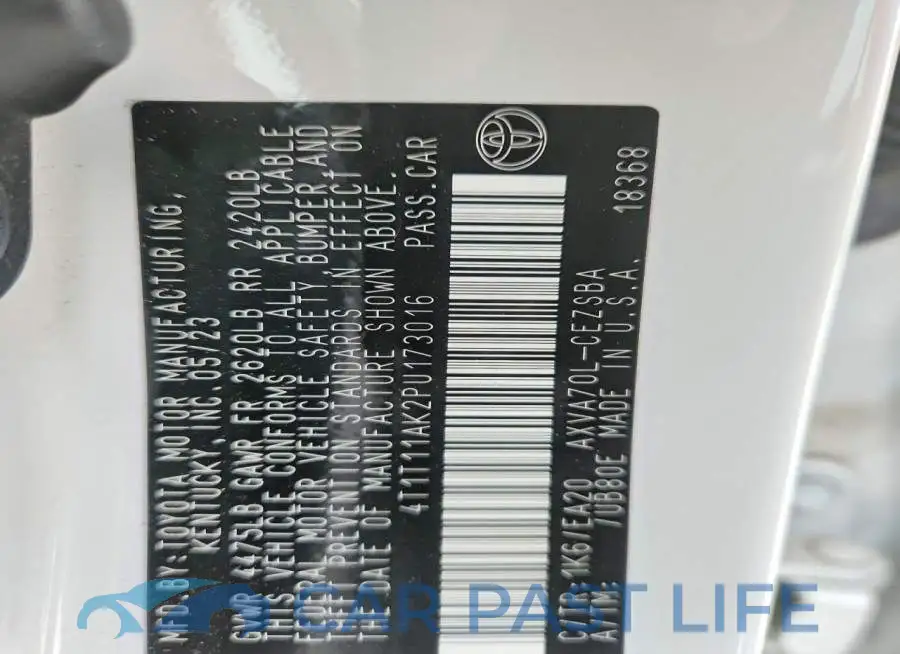 4T1T11AK2PU173016# 12