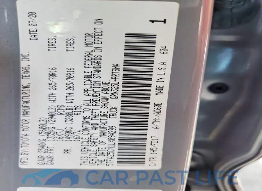5TFAZ5CN1LX094299# 12