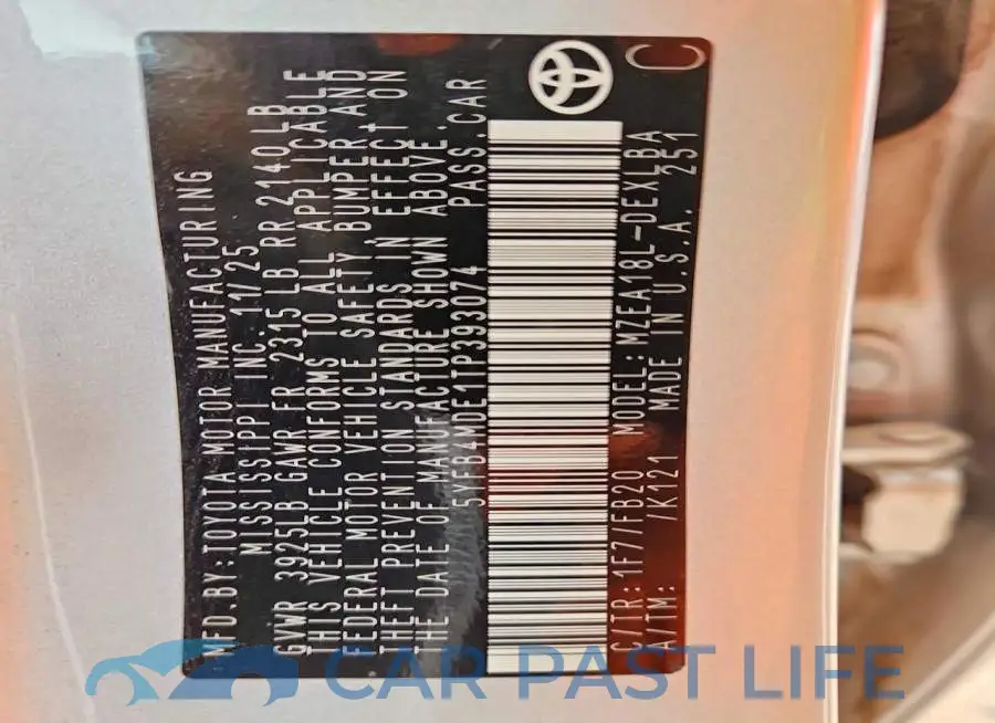 5YFB4MDE1TP393074# 12