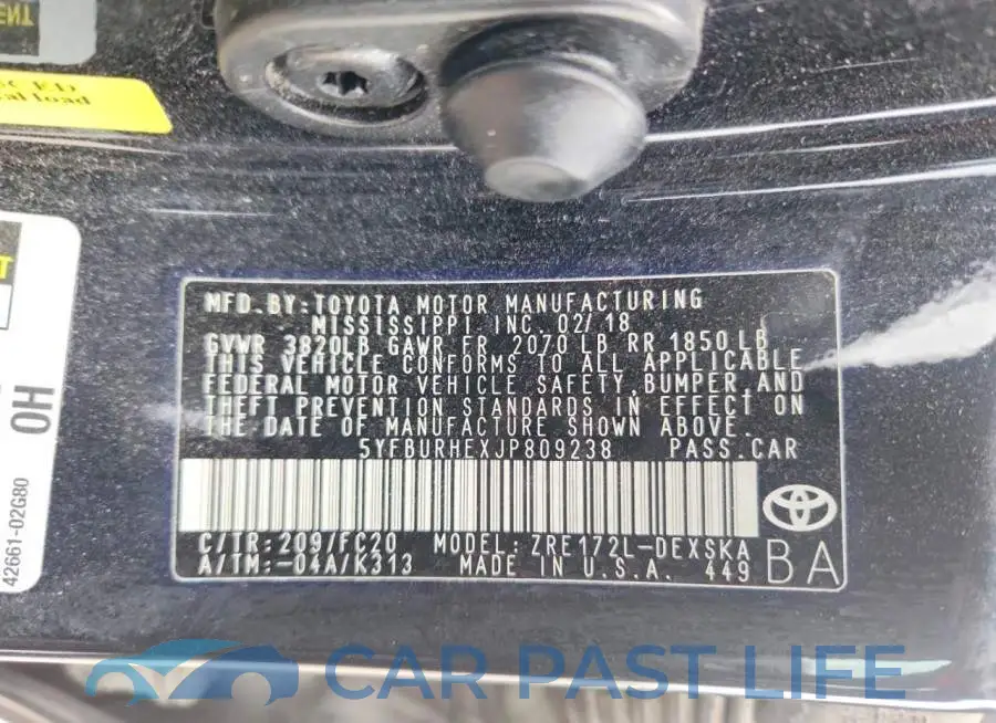 5YFBURHEXJP809238# 12