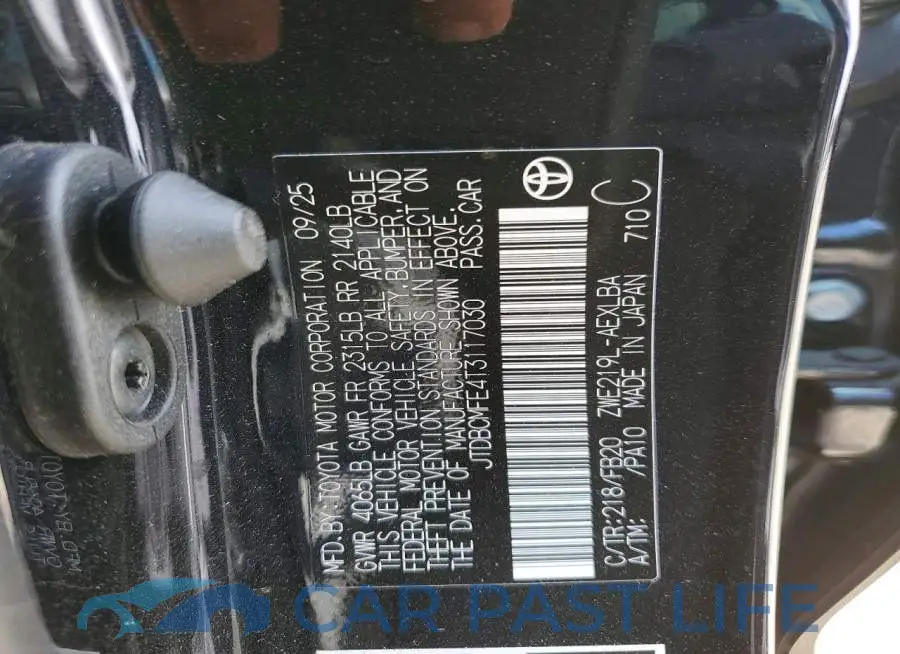 JTDBCMFE4T3117030# 12