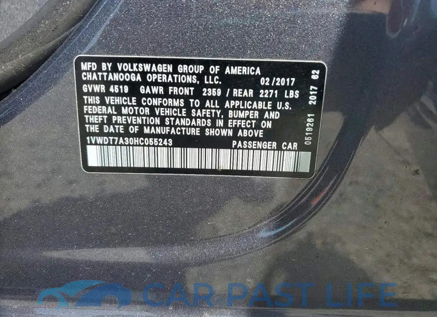 1VWDT7A30HC055243# 13
