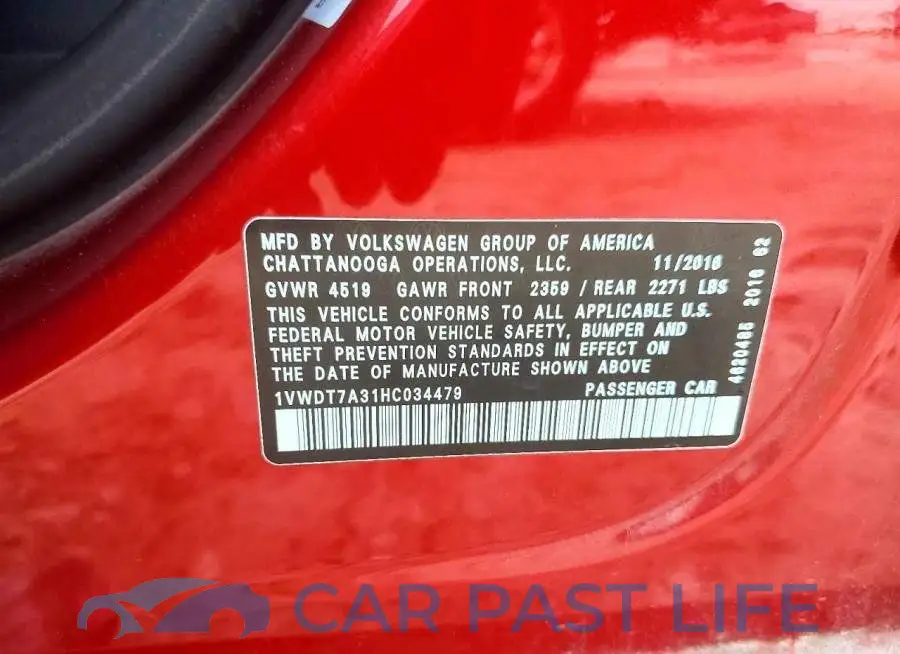 1VWDT7A31HC034479# 12