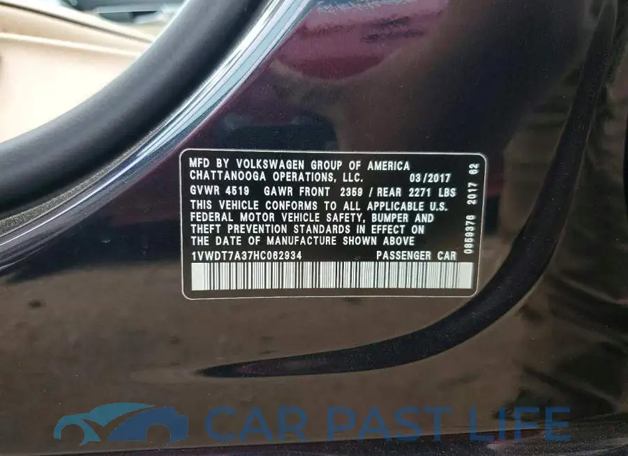 1VWDT7A37HC062934# 12