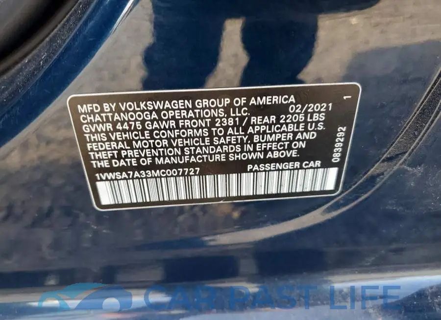 1VWSA7A33MC007727# 12