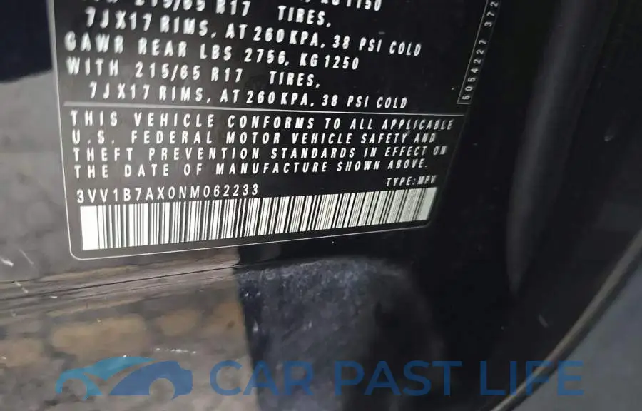 3VV1B7AX0NM062233# 10