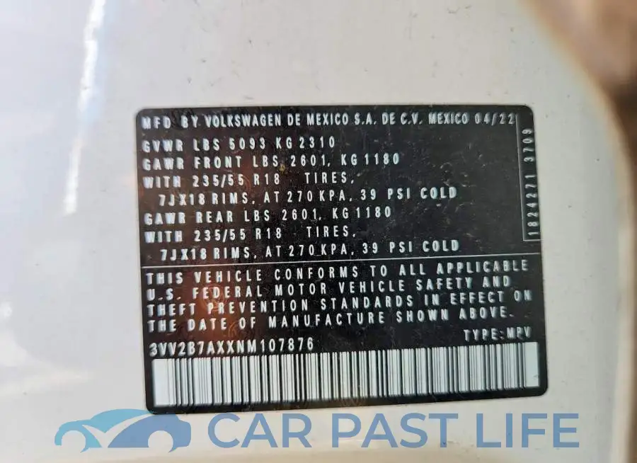 3VV2B7AXXNM107876# 14