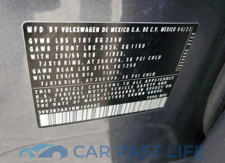 3VV3B7AX1NM100402# 13