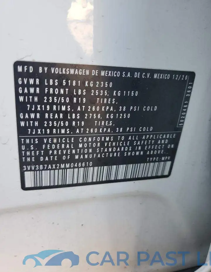 3VV3B7AX2MM046610# 13