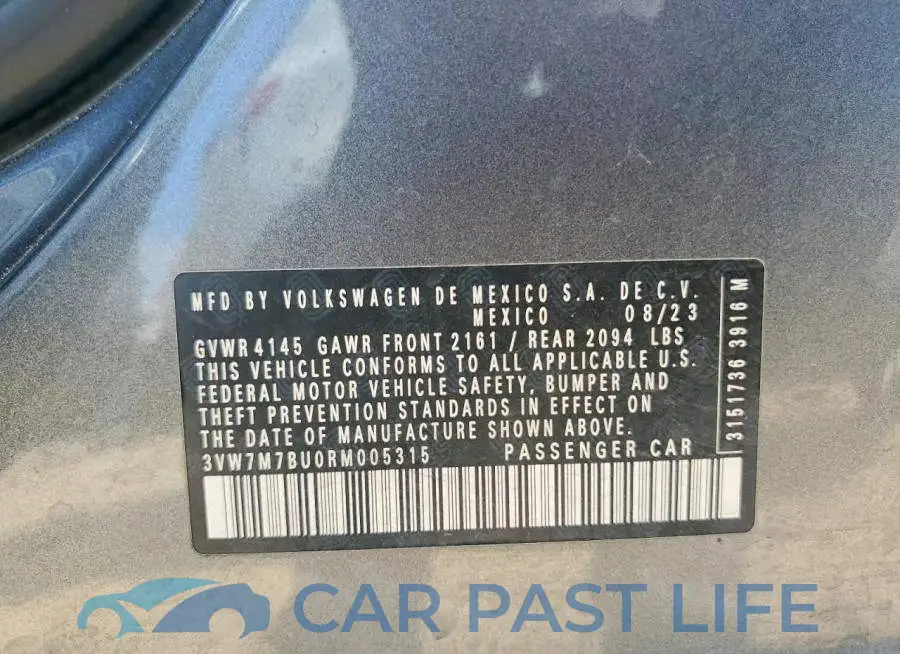 3VW7M7BU0RM005315# 12