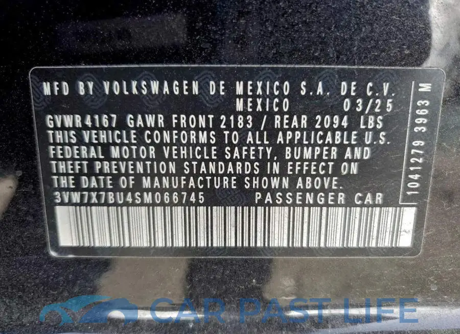 3VW7X7BU4SM066745# 12
