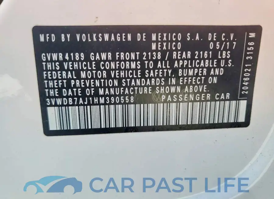3VWDB7AJ1HM390558# 12