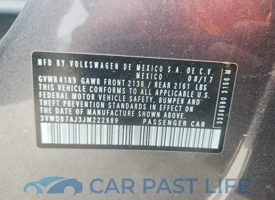 3VWDB7AJ3JM222989# 12