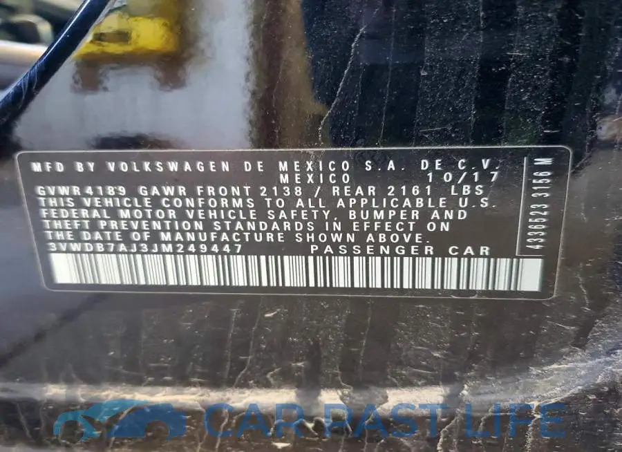 3VWDB7AJ3JM249447# 12