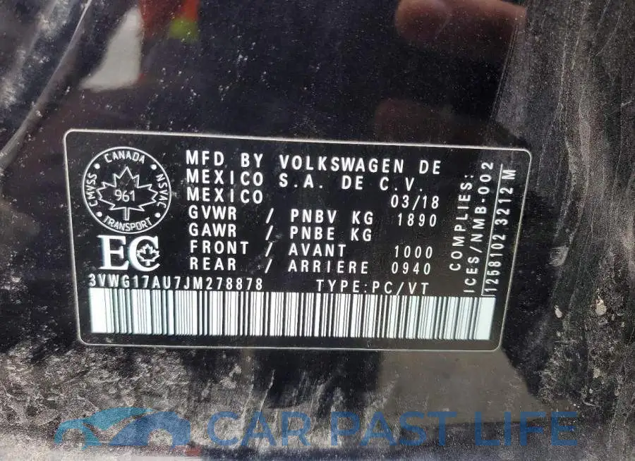 3VWG17AU7JM278878# 13