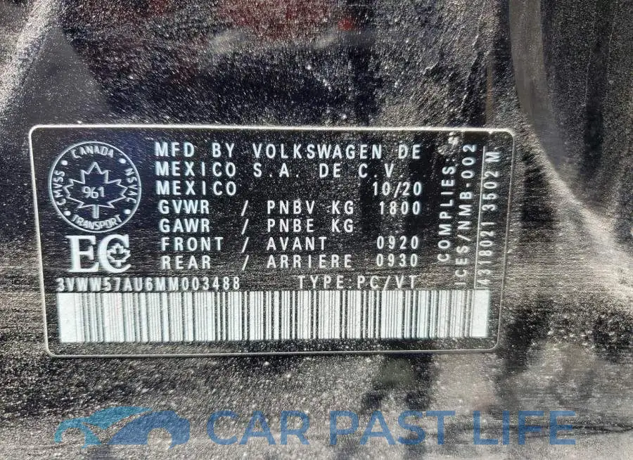 3VWW57AU6MM003488# 13