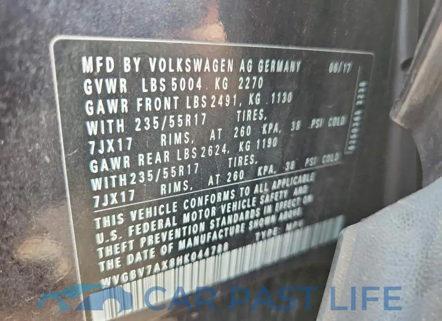 WVGBV7AX8HK044788# 13