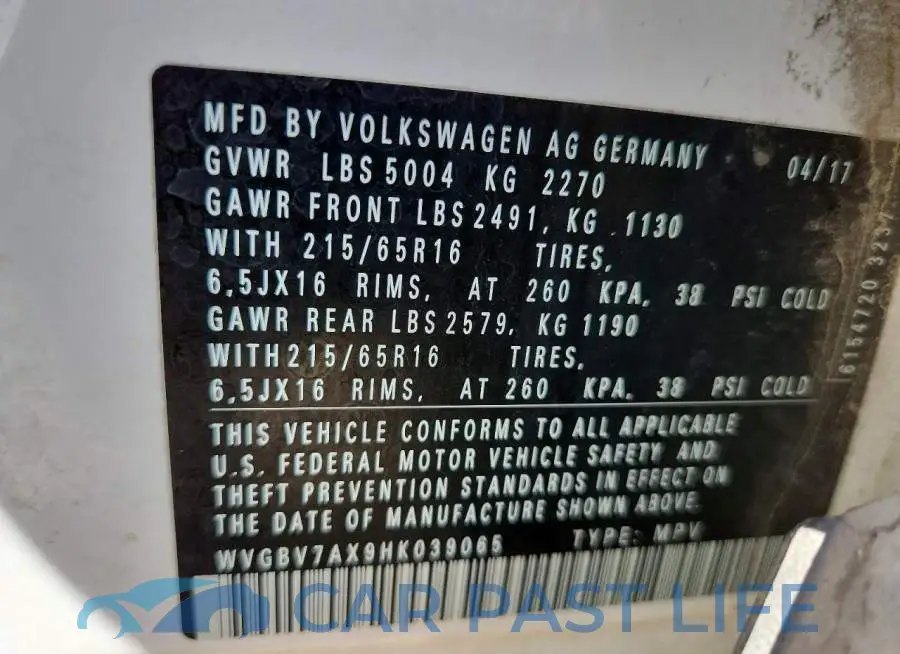 WVGBV7AX9HK039065# 13