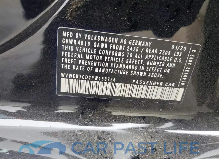 WVWEB7CD2PW158726# 12