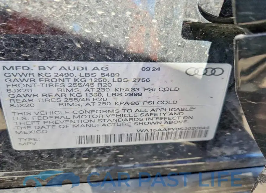 WA15AAFY0S2020644# 14