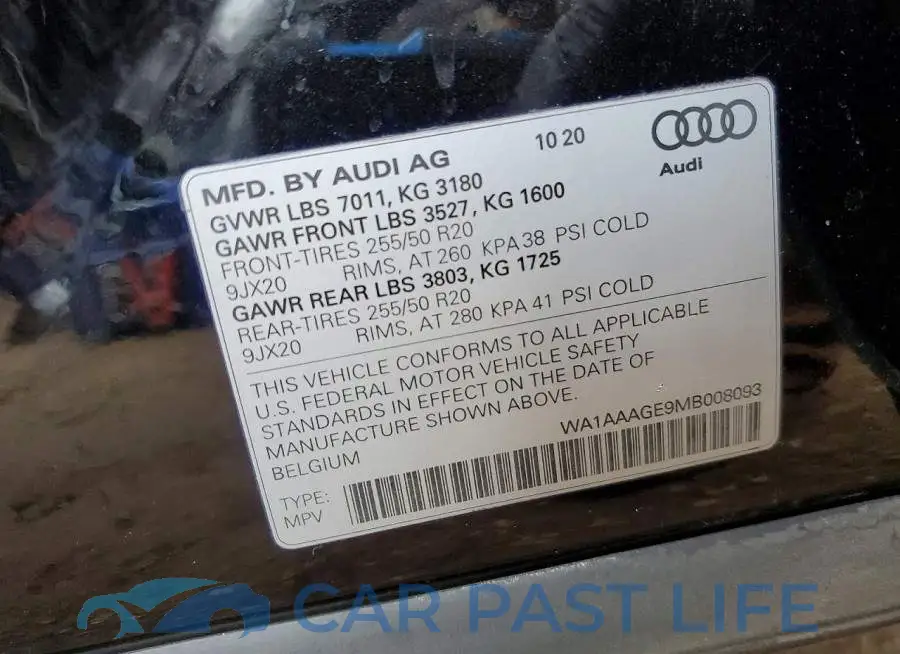 WA1AAAGE9MB008093# 12