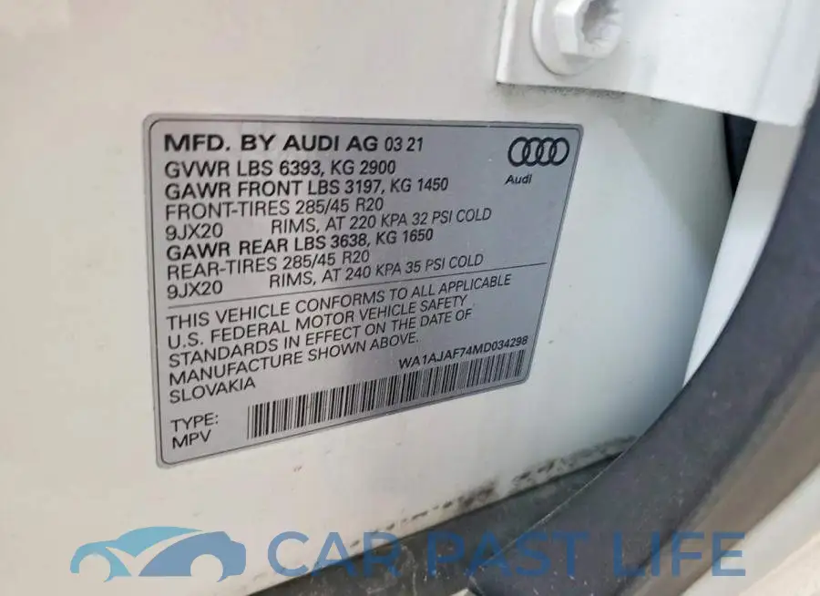 WA1AJAF74MD034298# 14