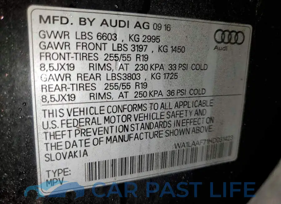 WA1LAAF71HD031423# 13