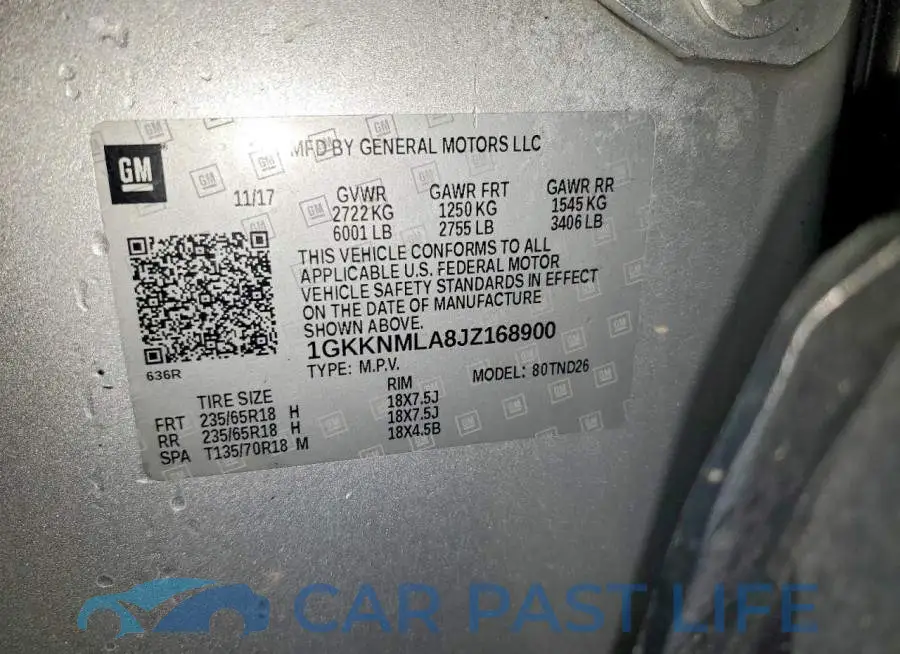 1GKKNMLA8JZ168900# 13