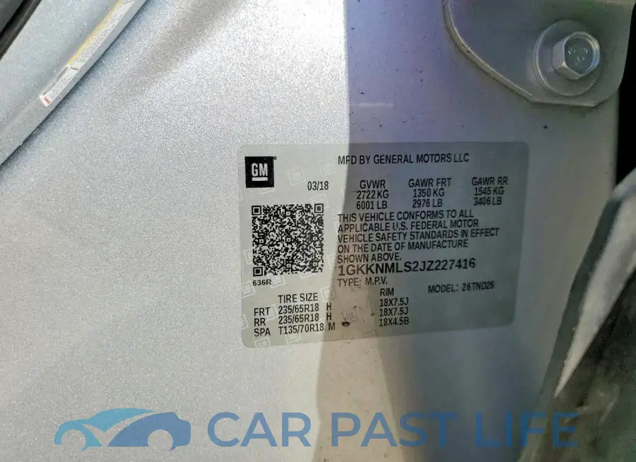 1GKKNMLS2JZ227416# 13