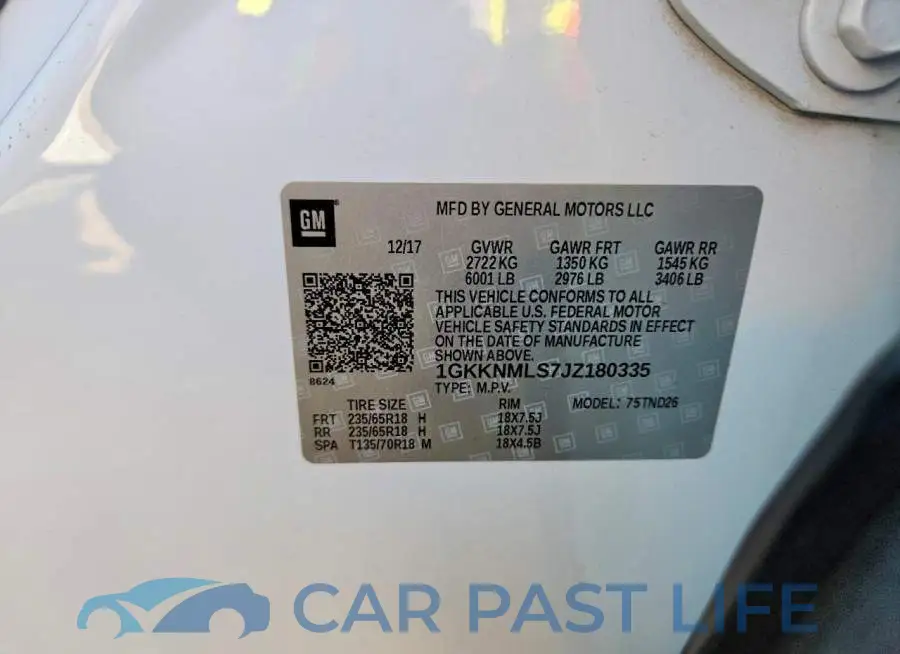 1GKKNMLS7JZ180335# 13