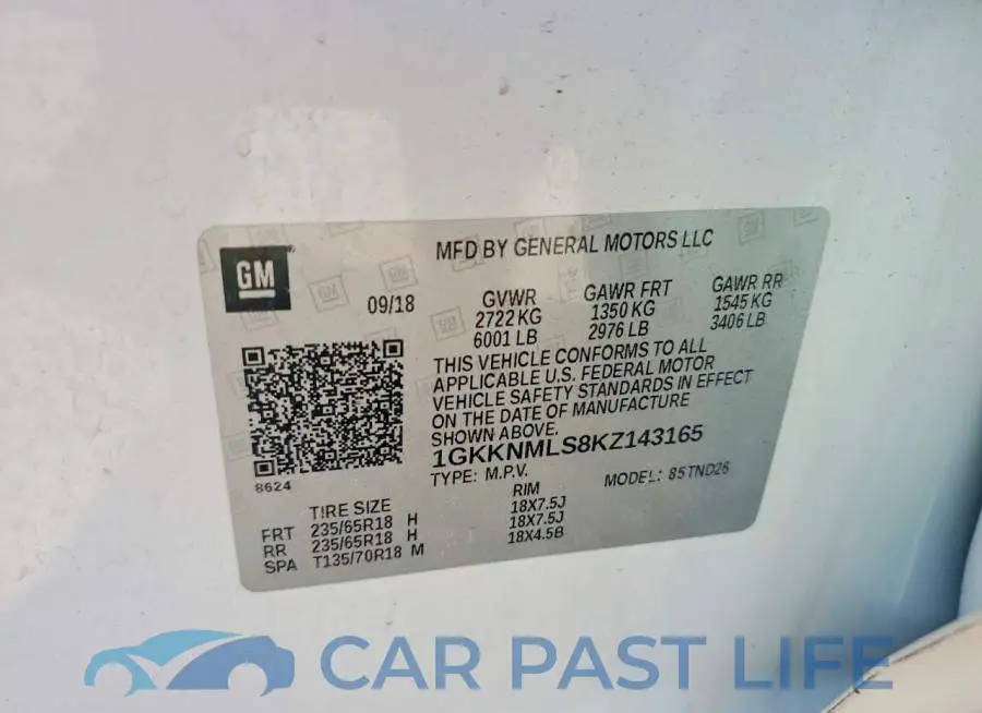 1GKKNMLS8KZ143165# 14