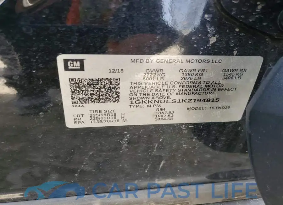 1GKKNULS1KZ194815# 13