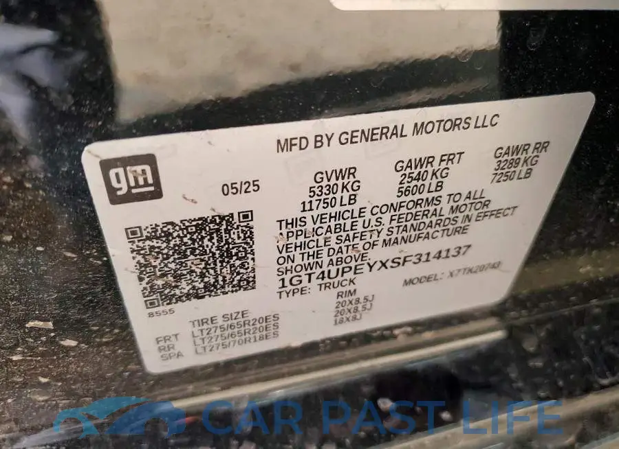 1GT4UPEYXSF314137# 12