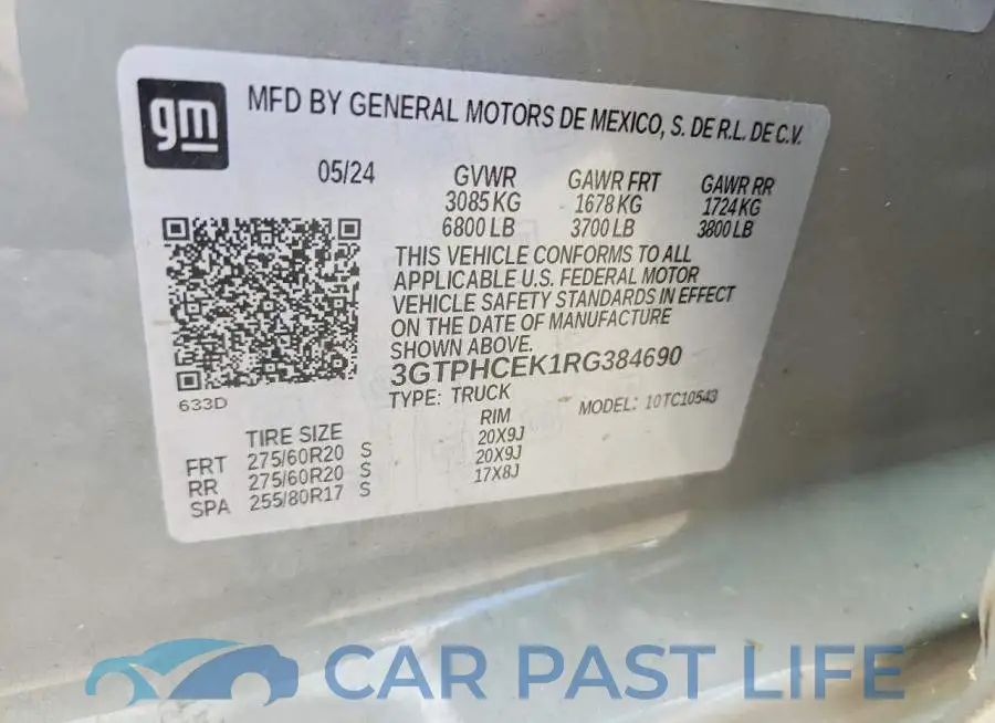 3GTPHCEK1RG384690# 12
