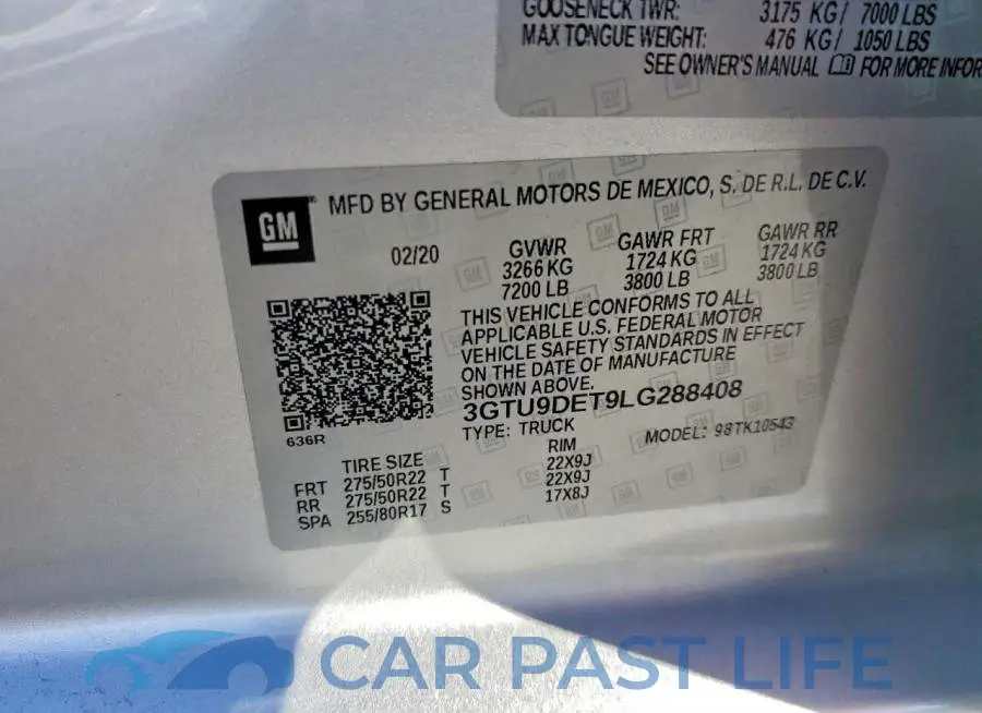 3GTU9DET9LG288408# 12